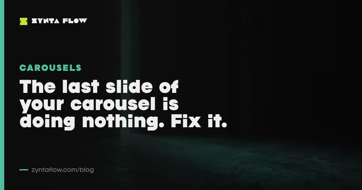The last slide of your carousel is doing nothing. Fix it.