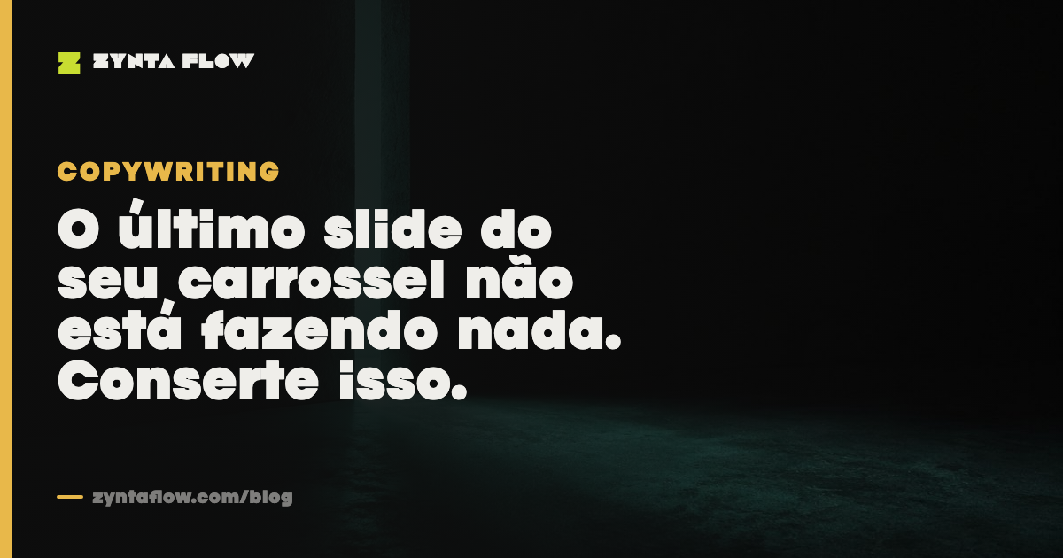 O último slide do seu carrossel não está fazendo nada. Conserte isso.